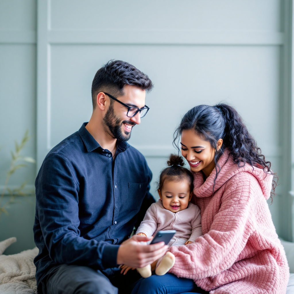 Happy single parent using the ParentEase app